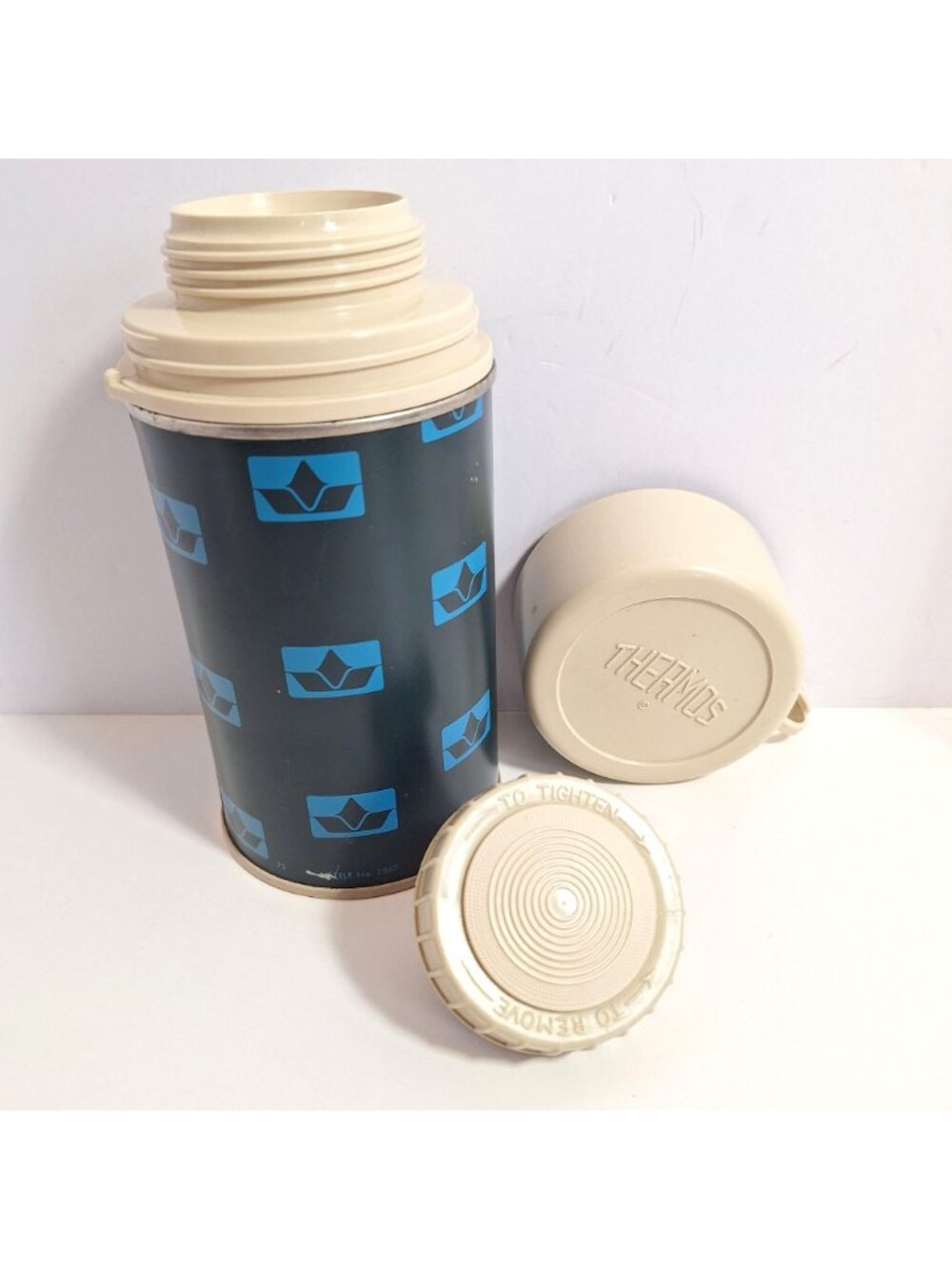 King Seeley Thermos Blue Crown Pattern 6.5 Inch Vintage - Picture 4 of 8